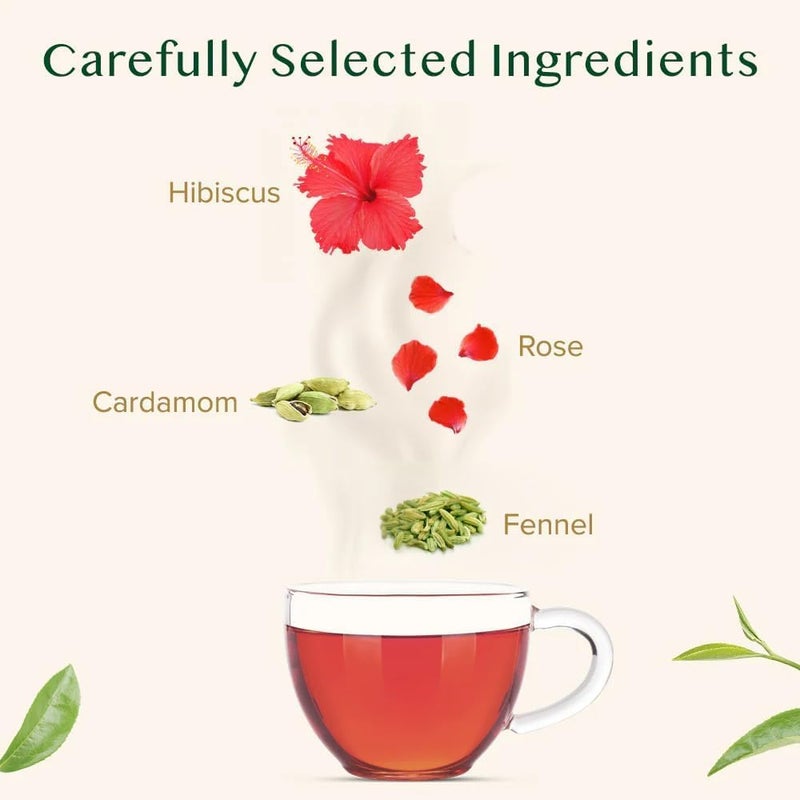 VAHDAM Hibiscus Rose Herbal Tea Bags - 100 Count with Cardamom, Fennel & Chamomile | Caffeine Free - Image 2
